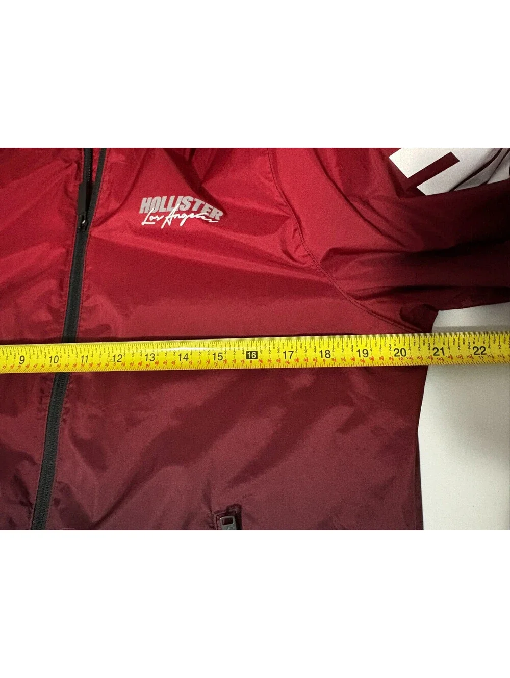 Hollister Fleece Lined Hooded Logo Sport Jacket Red-to-Black Ombre Two Tone XS